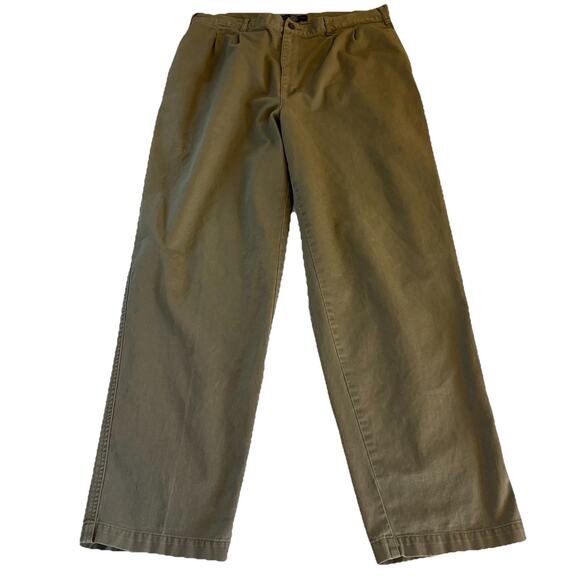 80s/90s Abercrombie & Fitch High Rise Olive Green Chino Pants 36x32 (35x31.5) - Picture 5 of 15